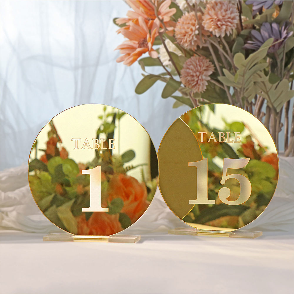 Table Number Gold - Acrylic Wedding Table Number Sign For