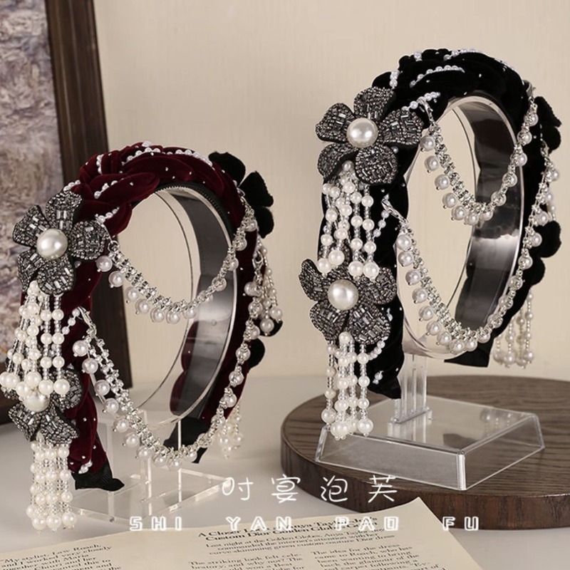 Good Floral & Wedding Decor Supply Photos - Ethnic Floral Velvet Headband Detachable Pearl